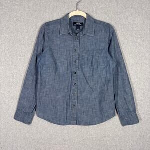 Lands End Top‎ 6 Chambray Outfitters Cotton Career Casual Minimal Quiet Shirt